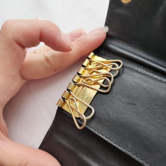 Celine Vintage Bi Fold Black Nylon & Leather Card Key Holder GOLD Hardware EUC - Picture 6 of 10